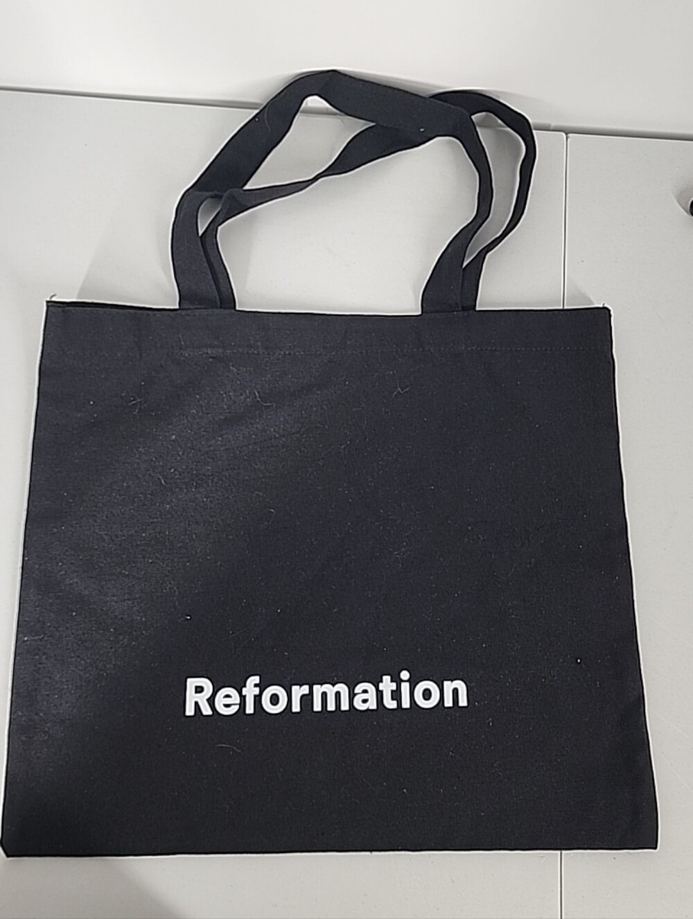 Reformation Black Canvas Tote 12” X 13.5” Shopping Bag Logo Lightweight Bag